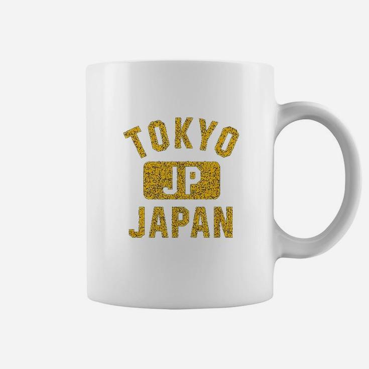 Tokyo Japan Gym Style Distressed Amber Print Coffee Mug
