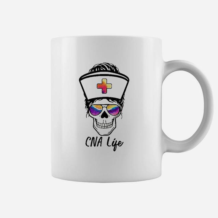 Tu Messy Skull Nurse Cna Life Nursing Tie Dye Gift Coffee Mug