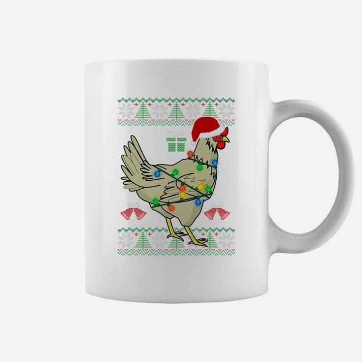 Ugly Christmas Chicken Sweater | Santa Hat Lights Gift Coffee Mug