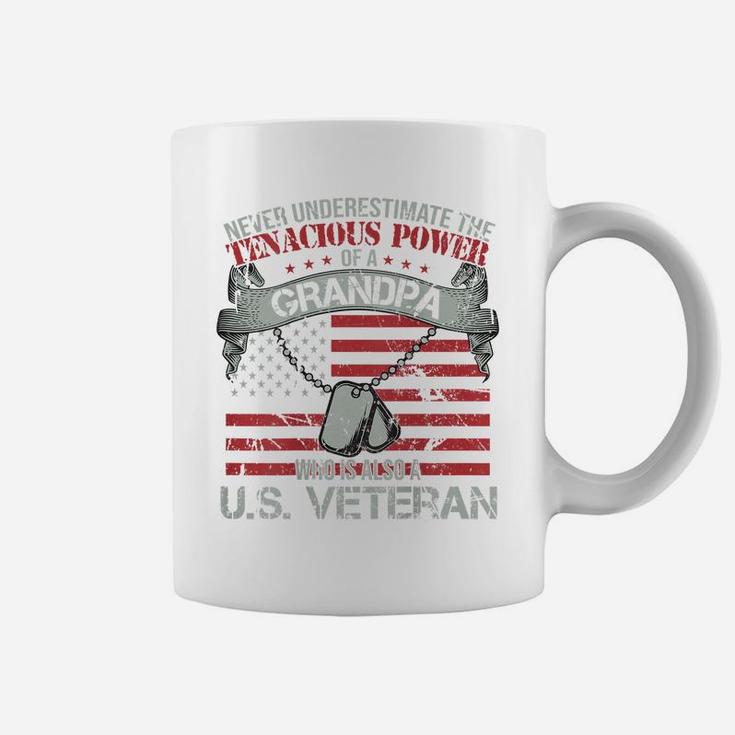 Us Veteran Shirt Never Underestimate Tenacious Power Grandpa Coffee Mug