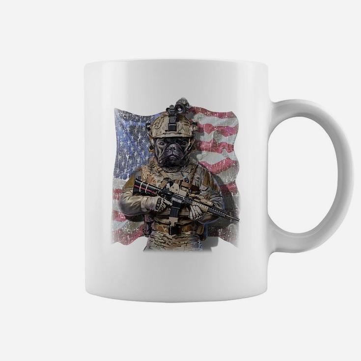 Usa America Patriot French Bull Dog As Army Commando Coffee Mug