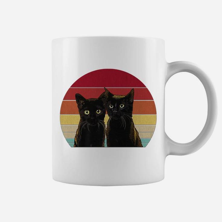 Vintage Black Cats Kitten Lover Graphic Retro Womens Mens Coffee Mug