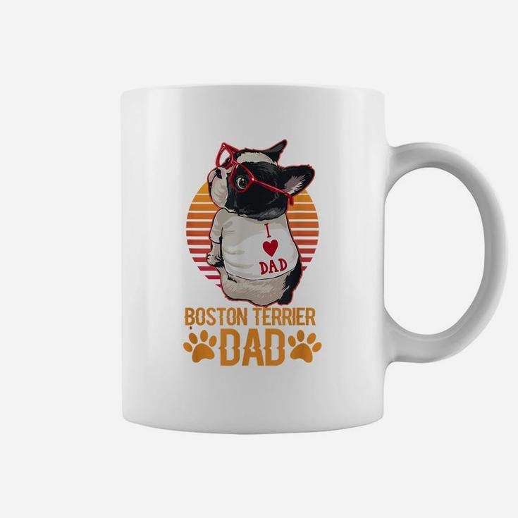 Vintage Boston Terrier Dad Wear Sunglasses Funny Dog Lover Coffee Mug