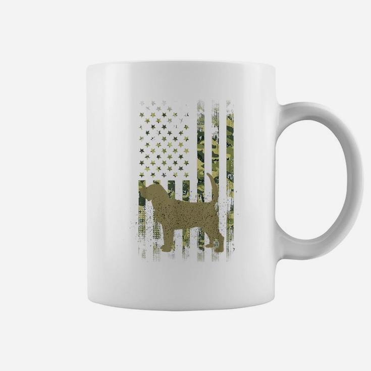 Vintage Hunting Dog Camouflage American Camo Flag Bloodhound Coffee Mug