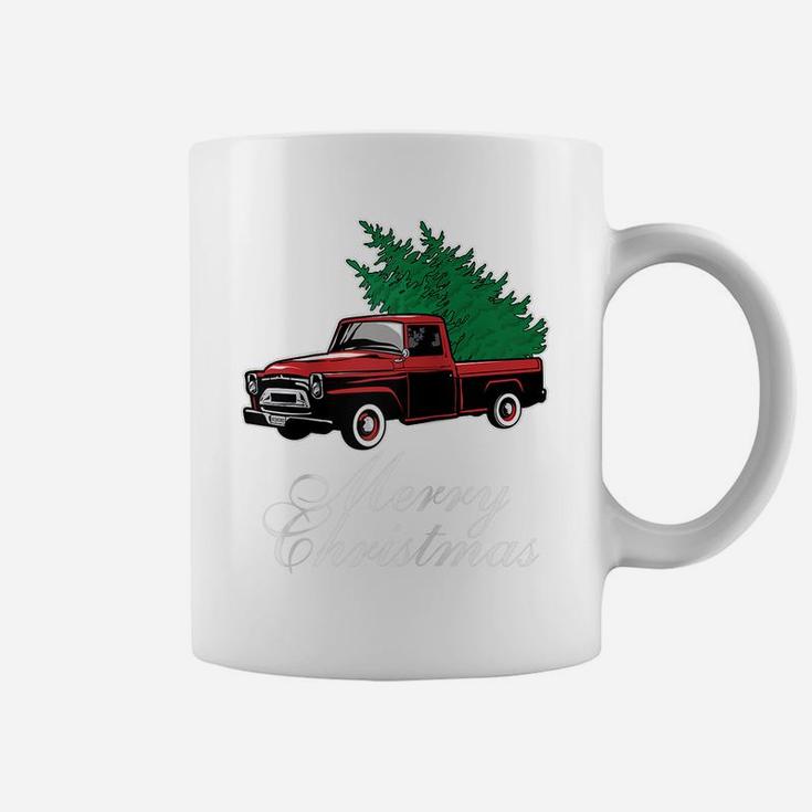 Vintage Red Truck Christmas Tree Merry Xmas Family Pajamas Raglan Baseball Tee Coffee Mug