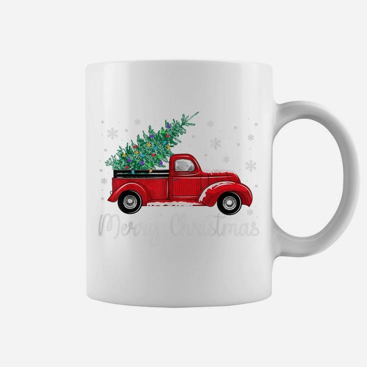 Vintage Red Truck With Merry Christmas Tree Coffee Mug
