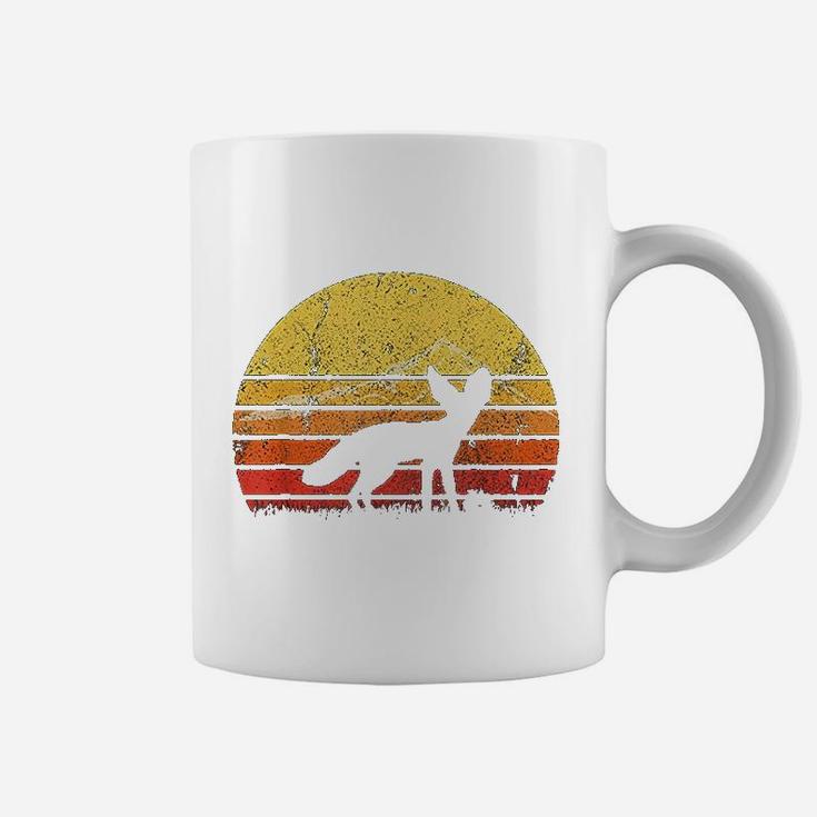 Vintage Retro Fennec Fox Silhouette Sunset Distressed Funny Coffee Mug