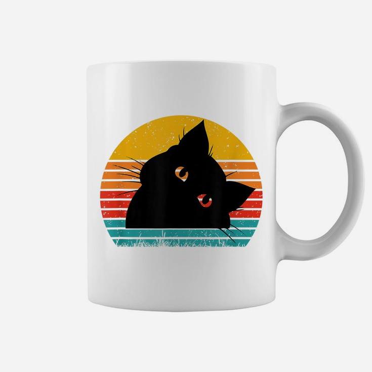 Vintage Sunset Black Cat Lover, Retro Style Black Cats Coffee Mug