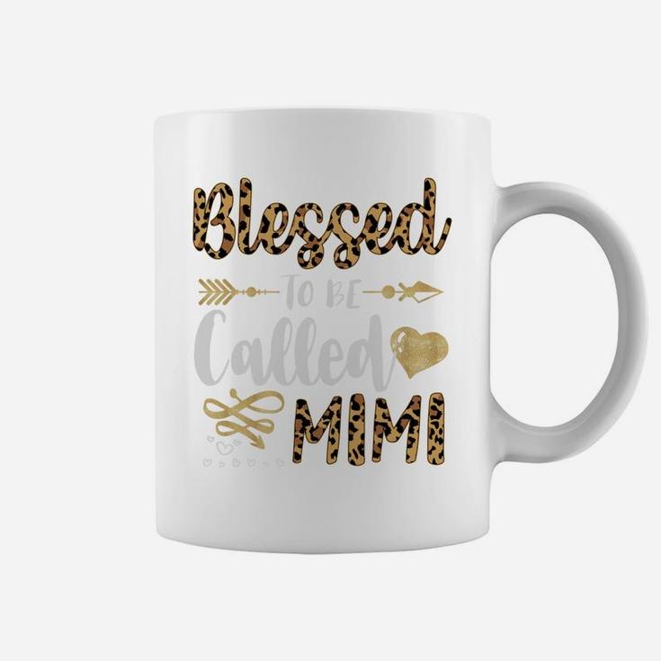 Womens Blessed To Be Called Mimi Cute Leopard Hearts Gifts Coffee Mug