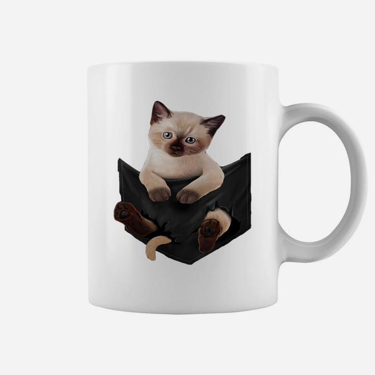 Womens Cat Lovers Gifts Siamese In Pocket Funny Kitten Face Coffee Mug