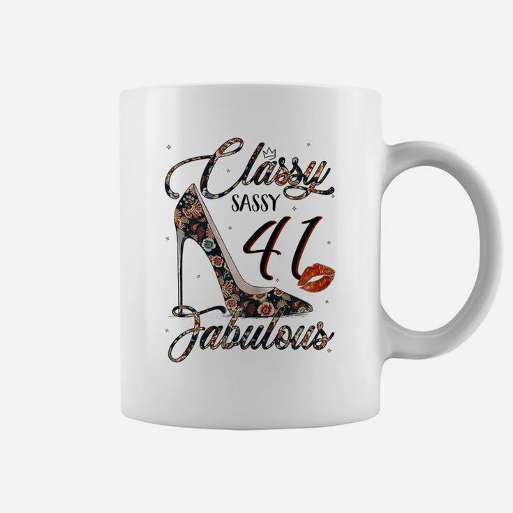 Womens Classy Sassy 41 Fabulous Flower High Heel 41St Birthday Coffee Mug
