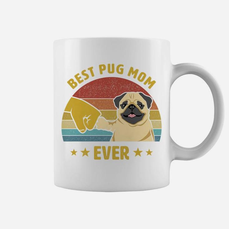Womens Cute Best Pug Mom Ever Proud Vintage Puppy Lover Pug Retro Coffee Mug
