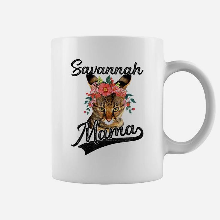 Womens Cute Savannah Mama Flower Graphic Cat Lover Gifts Coffee Mug
