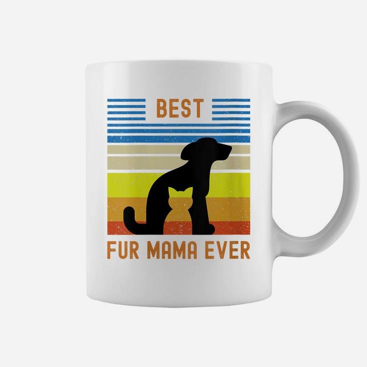 Womens Funny Best Fur Mama Ever Vintage Retro Dog Cat Mom Owner Coffee Mug