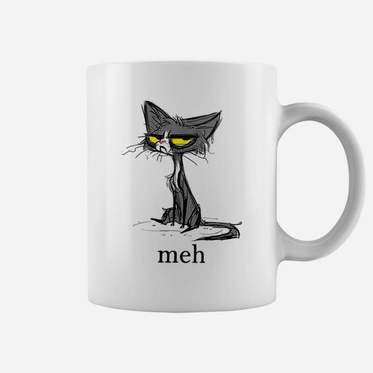 Womens Funny Meh Cat Gift For Cat Lovers Coffee Mug