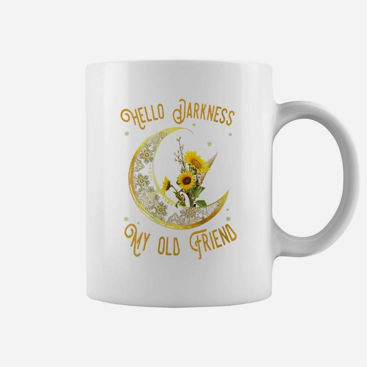 Womens Hello Darkness My Old Friend Crescent Moon Sunflowers Coffee Mug
