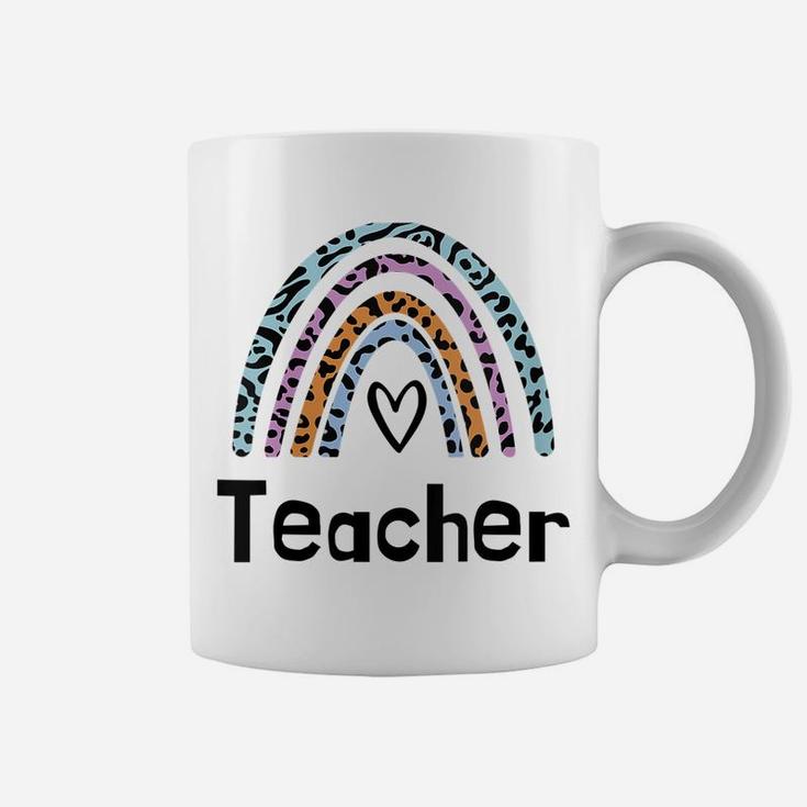 Womens Leopard Boho Rainbow Teacher Love Women Coffee Mug