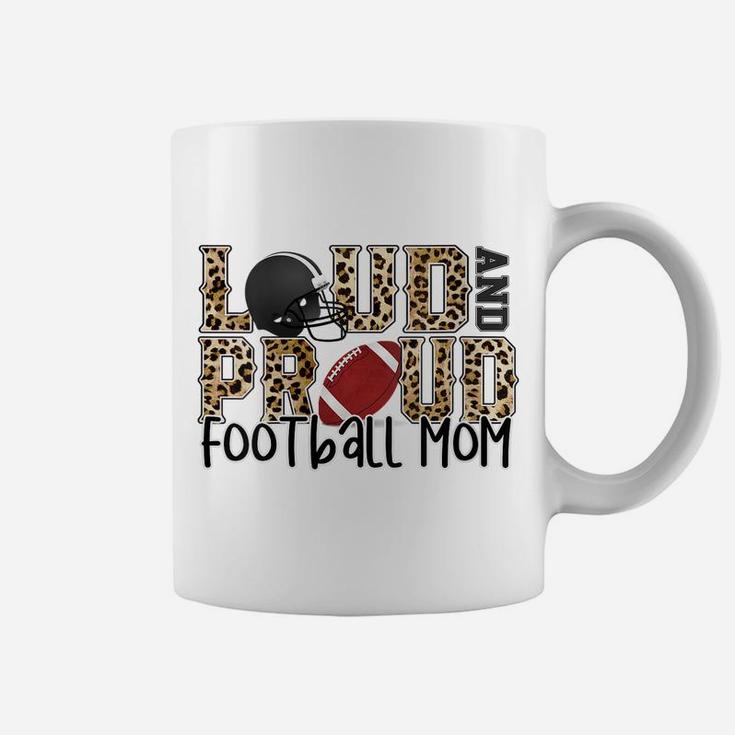 Womens Loud And Proud Football Mom Leopard Print Cheetah Pattern Coffee Mug