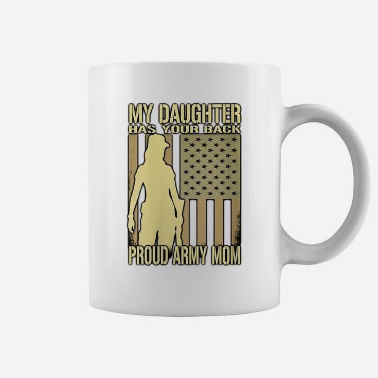 Womens My Daughter Has Your Back Proud Army Mom Military Mother Coffee Mug