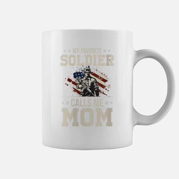 Womens My Favorite Soldier Calls Me Mom Proud Military Mother Coffee Mug