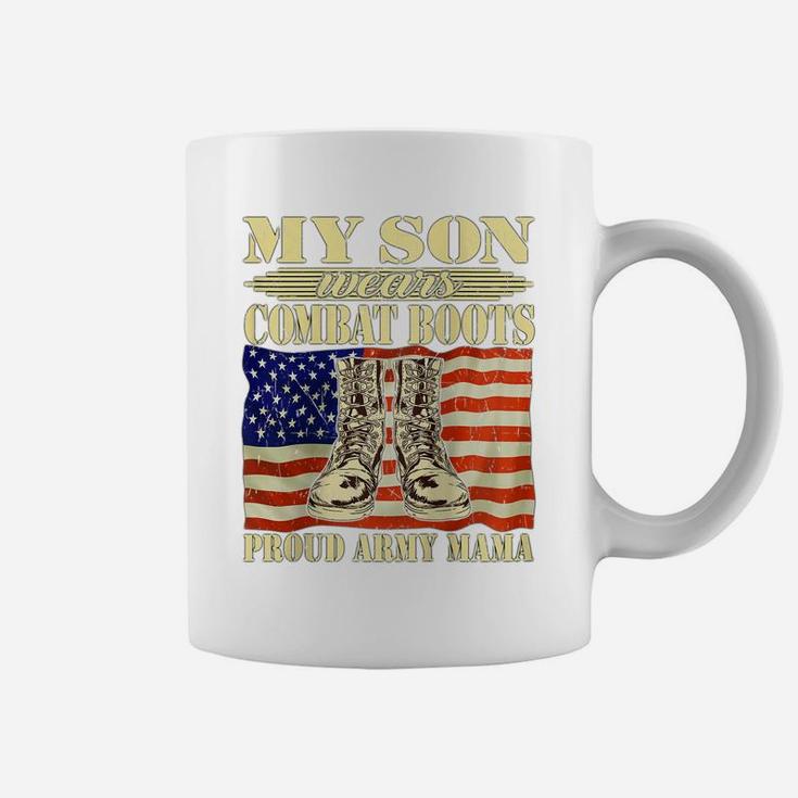 Womens My Son Wears Combat Boots Proud Army Mama Military Mom Gift Raglan Baseball Tee Coffee Mug