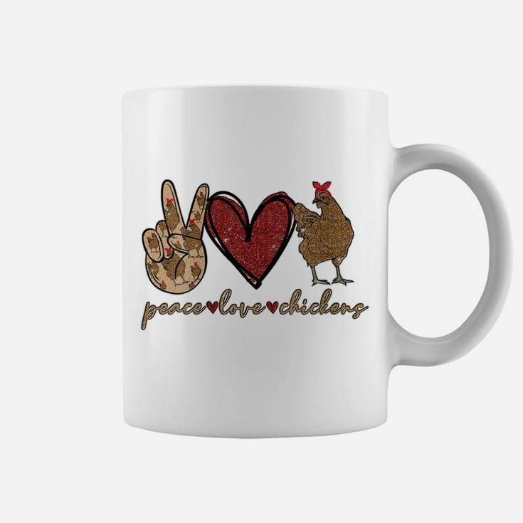 Womens Peace Love Chicken Gold Glitter For Chicken Lover Farmer Coffee Mug