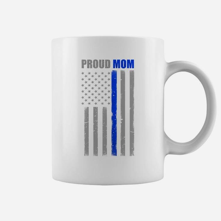 Womens Police Mom Proud Thin Blue Line Flag Police Coffee Mug