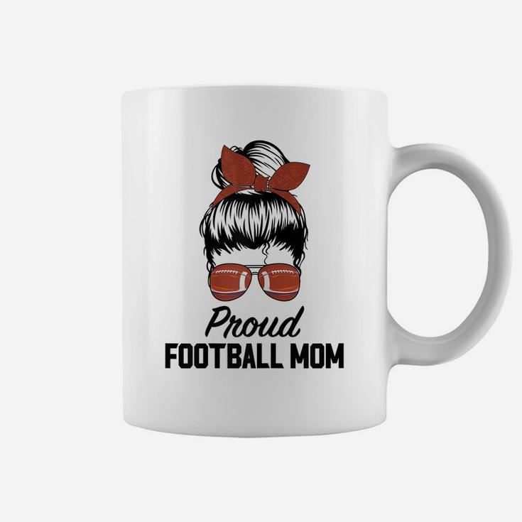 Womens Proud Football Mom Life Messy Bun Coffee Mug