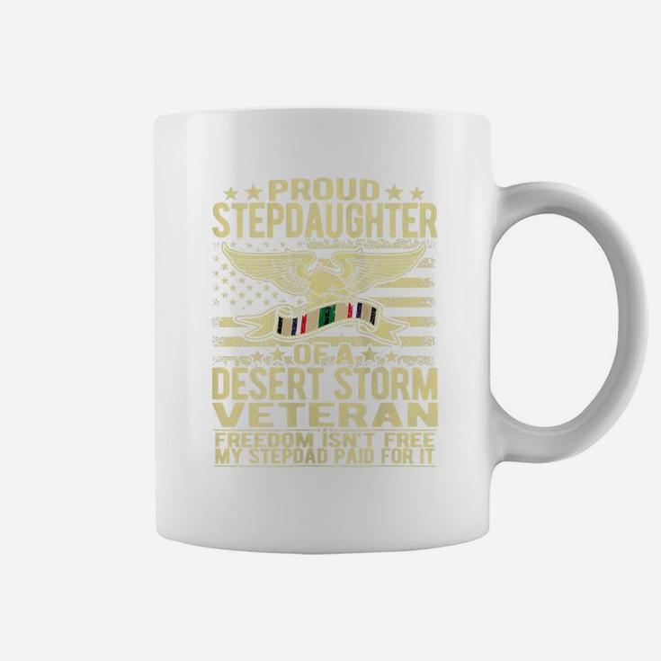 Womens Proud Stepdaughter Of A Desert Storm Veteran Ribbon Us Flag Coffee Mug