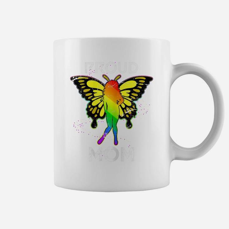 Womens Rainbow Butterfly Proud Lesbian Mom Mothers Day Gift Lgbt Coffee Mug