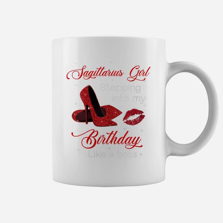 Womens Red Heels Sagittarius Girl Stepping Into Birthday Like Boss Coffee Mug