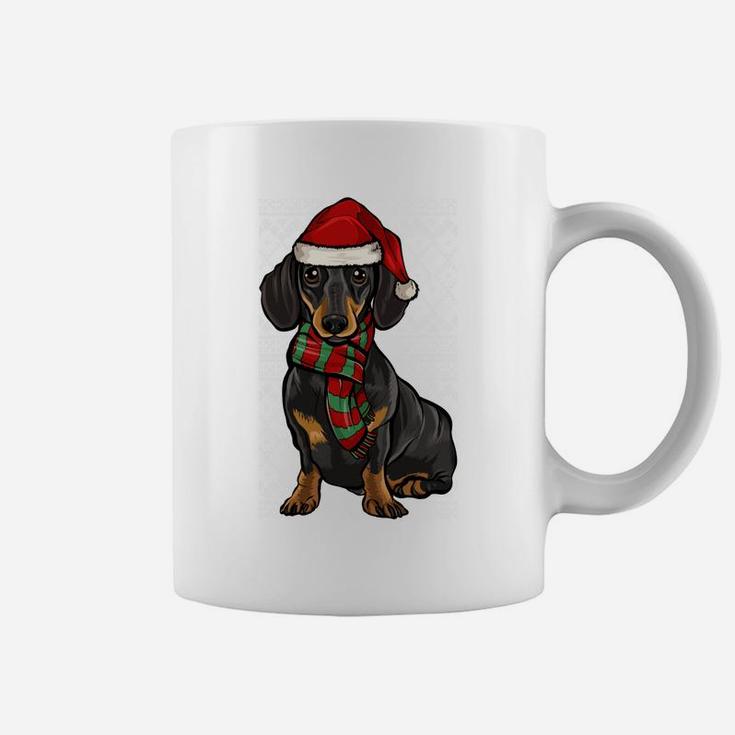 Xmas Black Dachshund Santa Claus Hat Ugly Christmas Sweatshirt Coffee Mug