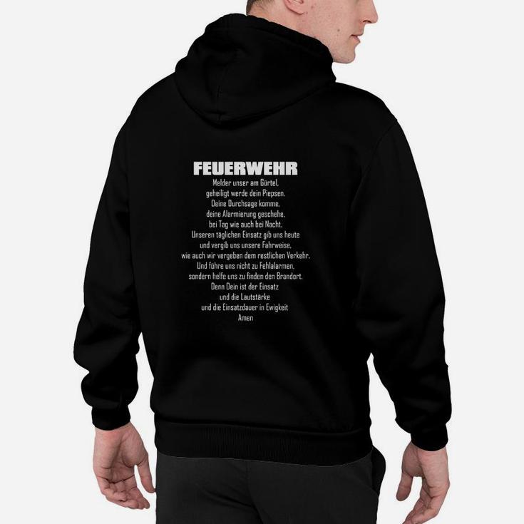 Feuerwehr Hoodie Schwarz mit Ehrenzeichen & Spruch Rückseite