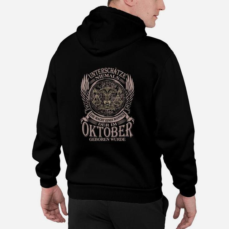 Schwarzes Herren-Hoodie Oktober-Geburtstag Adler-Motiv
