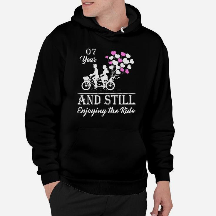 07 Years And Still Enjoying The Ride Wedding Anniversary Husband And Wife Hoodie