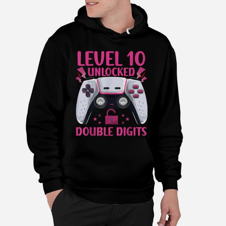 10 Yrs Old Double Digits Birthday Decorations Girl 10 Gamer Hoodie
