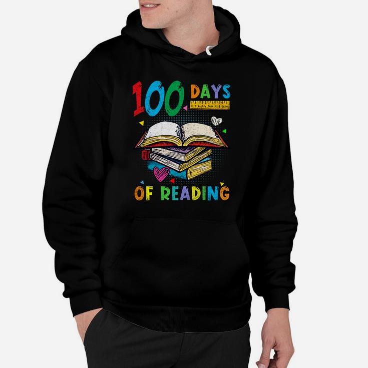 100 Days Of School Reading English Teacher Books Stack Tee Hoodie