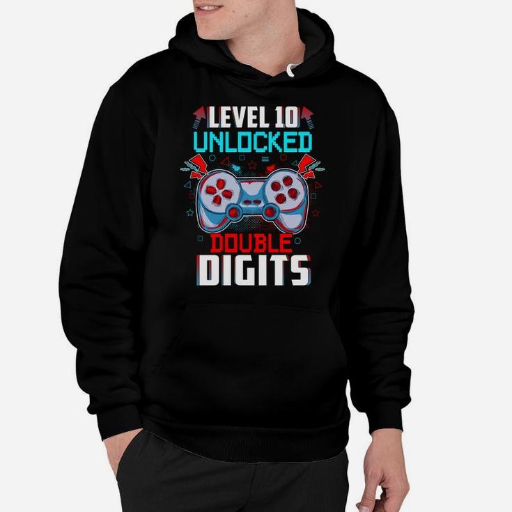 10Th Birthday For Boys Double Digits 10 Year Old Gifts Gamer Hoodie