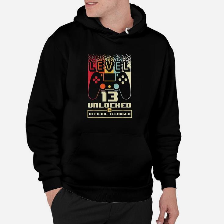 13Th Birthday Gift Boys Level 13 Unlocked Official Teenager Hoodie