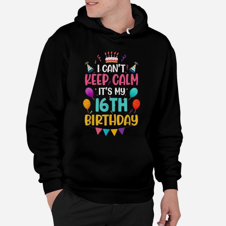 16 Years Old I Can't Keep Calm It's My 16Th Birthday Funny Hoodie