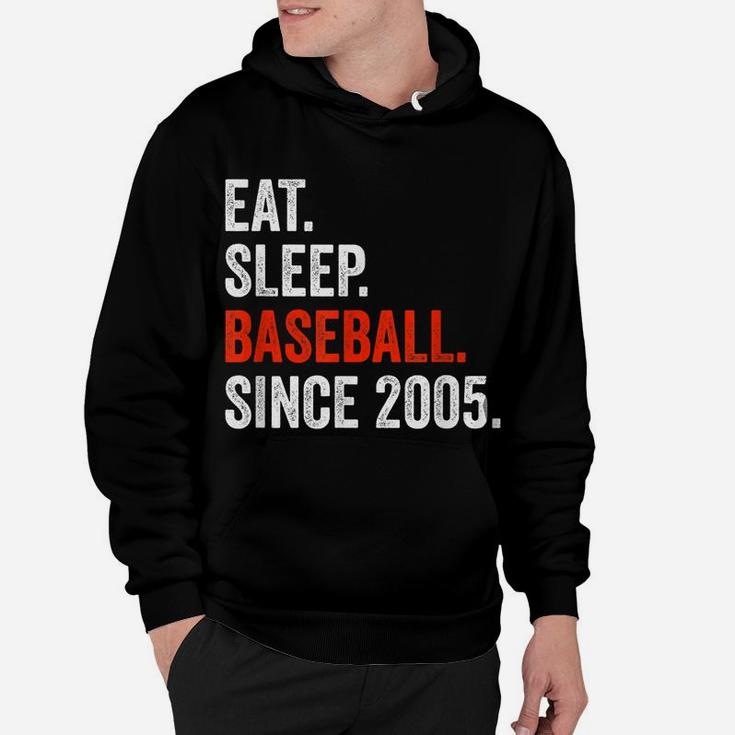 16Th Birthday Baseball Shirt Eat Sleep Since 2005 Girls Boys Hoodie