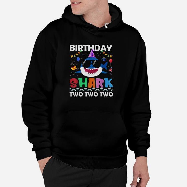 2Nd Birthday Boy Shark Matching Party Gifts For Kids Hoodie