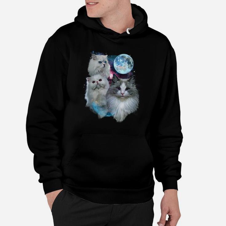 3 Moon Cat Feline Lovers Kitten Adorable Kitty Cat Novelty Sweatshirt Hoodie