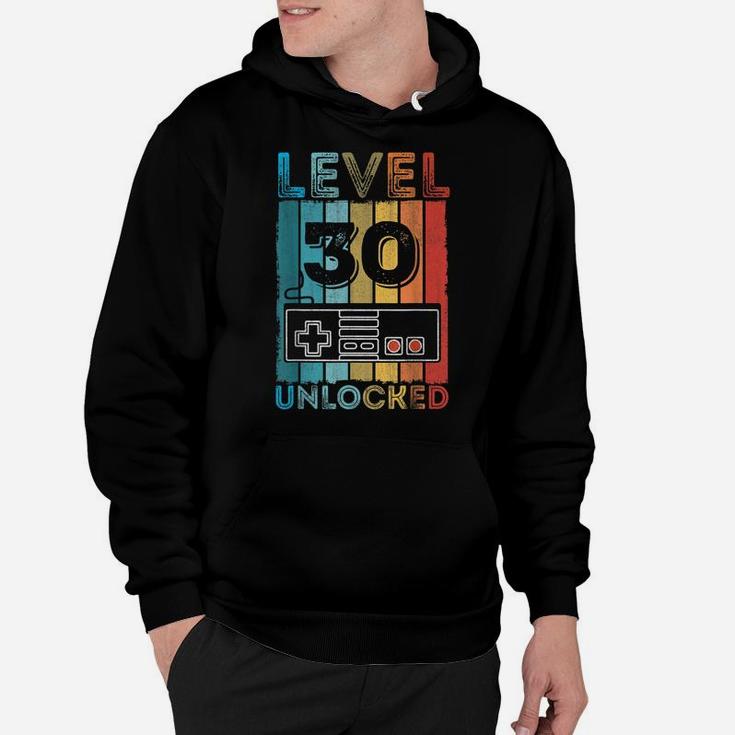 30Th Birthday Gift Boys Mens Level 30 Unlocked Video Game Hoodie