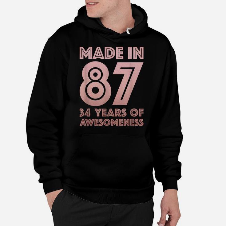 34Th Birthday Gifts Man Woman 34 Year Old Son Daughter 1987 Hoodie
