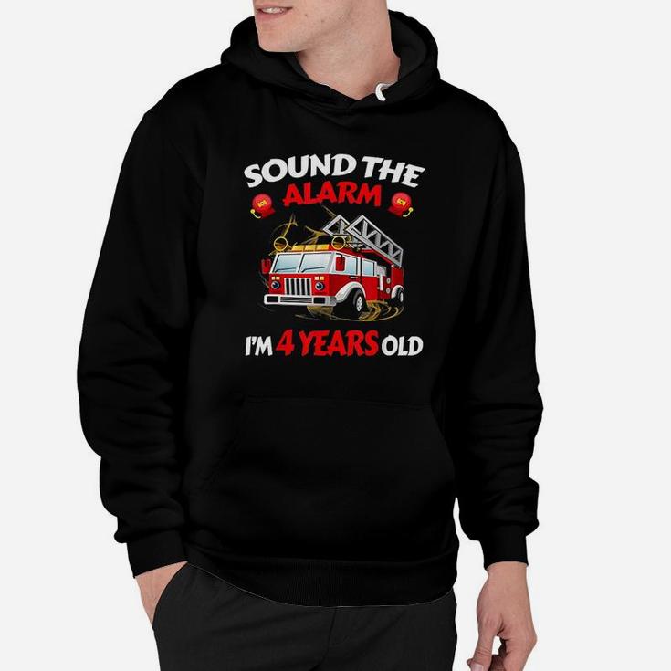 4 Years Old Fire Truck Firefighter Hoodie