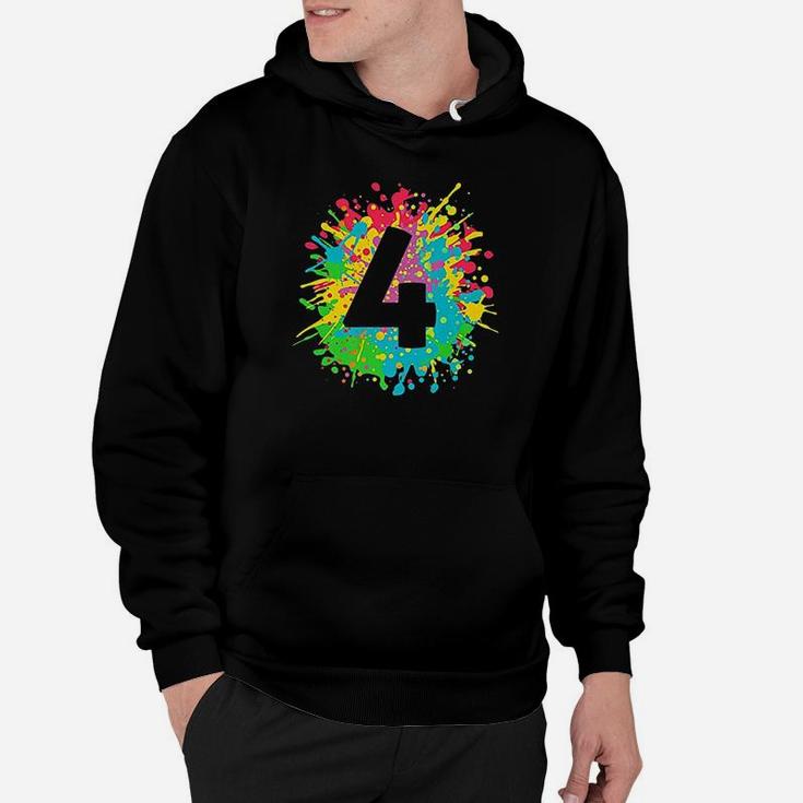 4Th Birthday For Kids Number 4 In Paint Splashes Hoodie