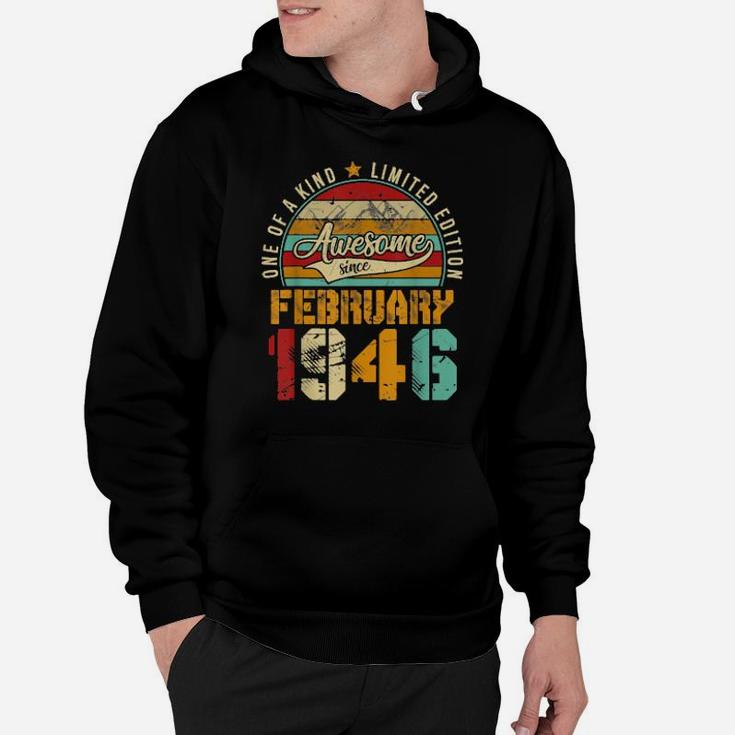 75Th Birthday Distressed February 1946 75 Years Old Hoodie