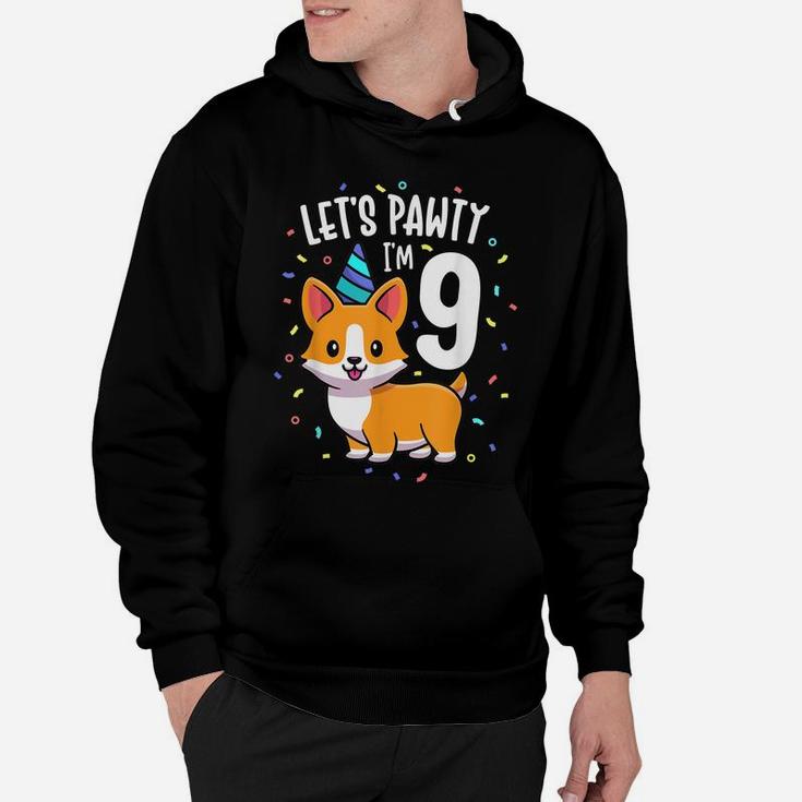 9 Years Old Corgi Dog Lover 9Th Birthday Party Outfit Kid Hoodie