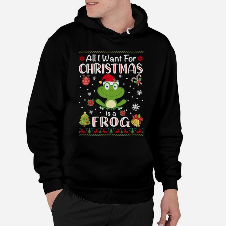 All I Want Is A Frog For Christmas Ugly Xmas Pajamas Sweatshirt Hoodie
